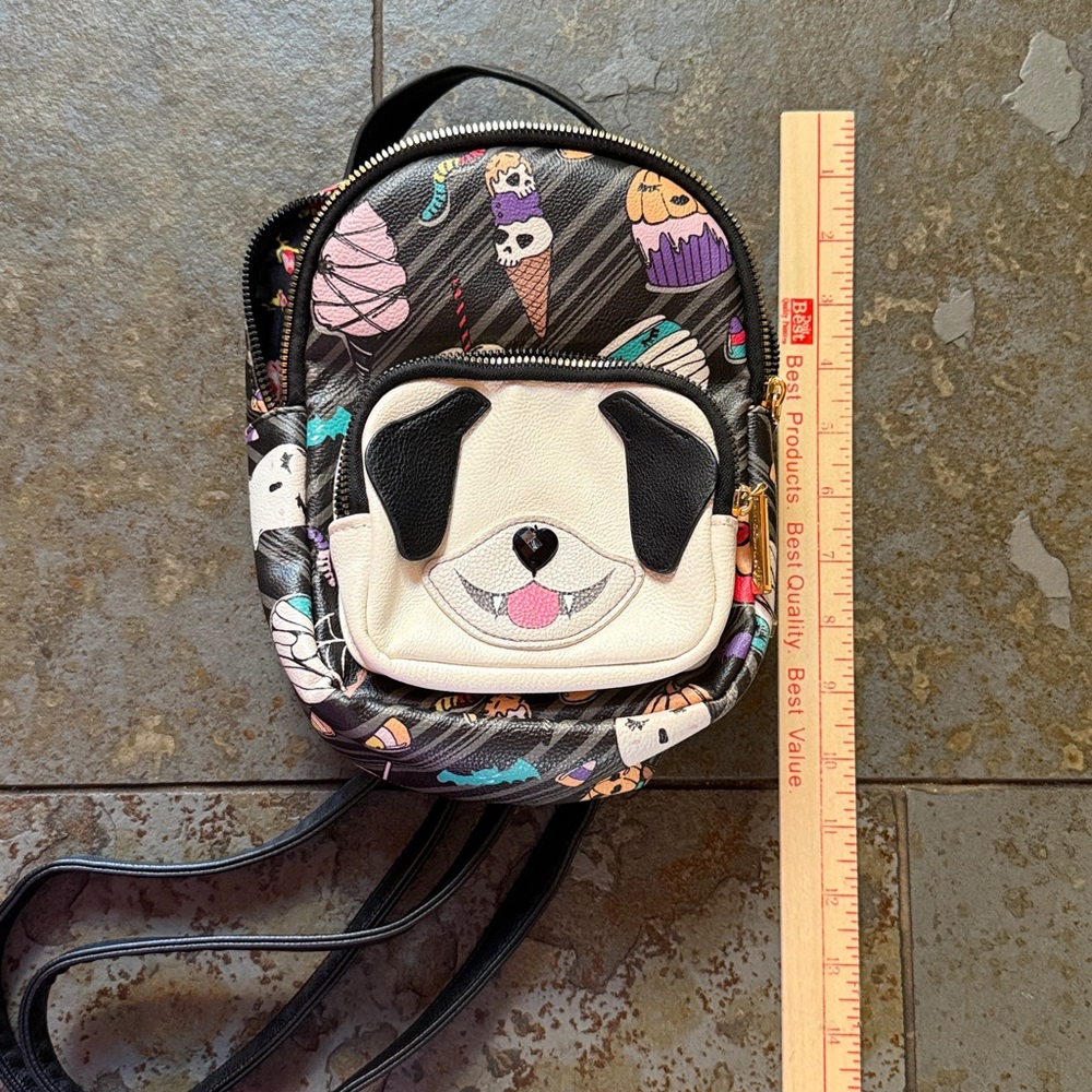 Betsey Johnson dog  Black Floral Print Mini Backpack - Picture 4 of 5